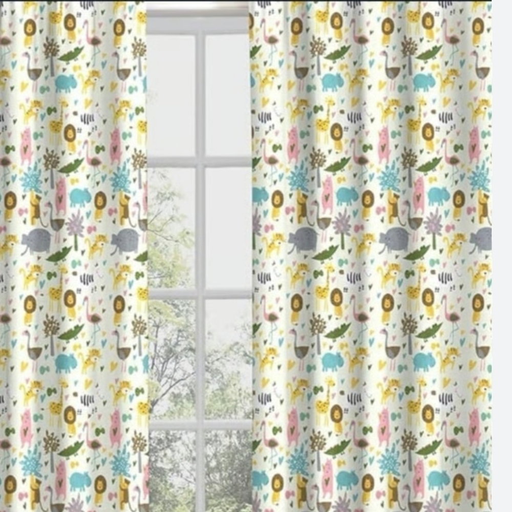 Set of 2 Animal Print Curtains for kid's room